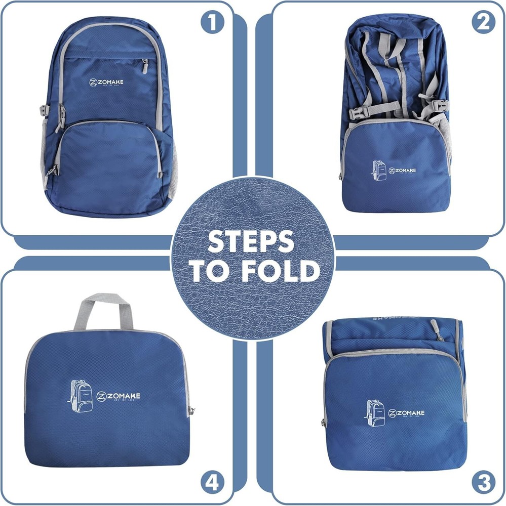 Premium Compact Packable Daypack - 30L Lightweight Travel Backpack in Navy Blue
