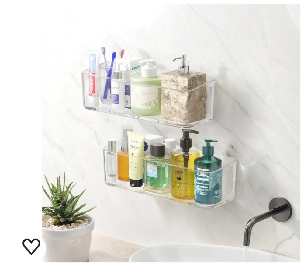 2 Pcs Clear Shower Shelf, Large Bathroom