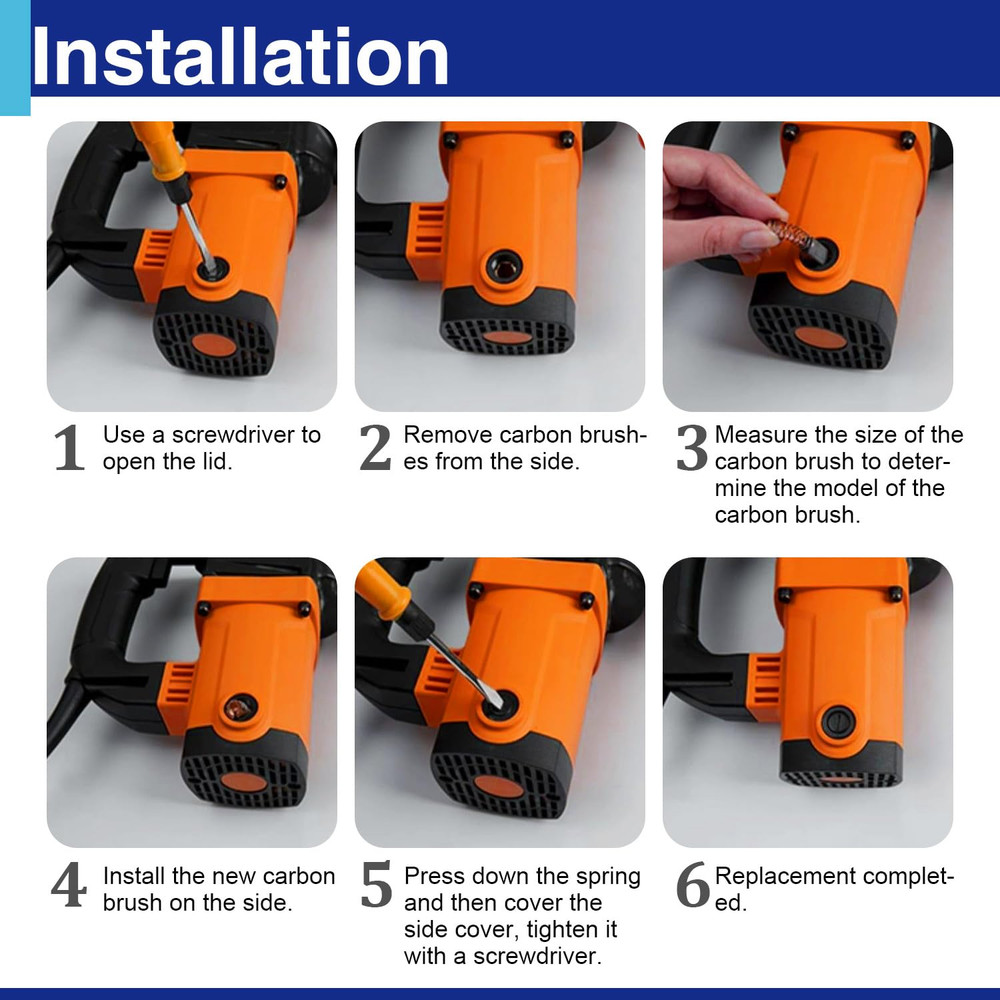 40Pcs Electric Motor Carbon Brushes Set, 10 Different Models for Replacement Rep