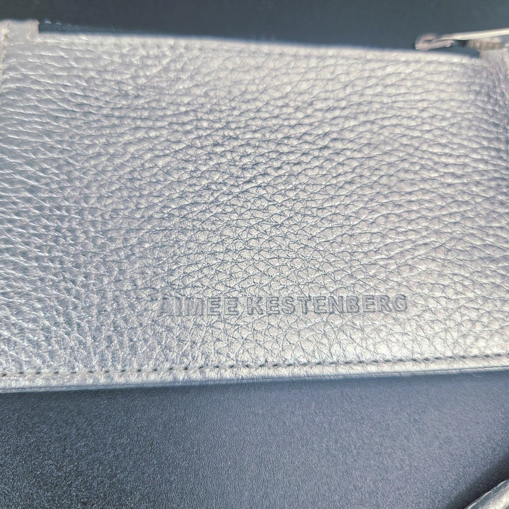 Aimee Kestenberg Card Wallet Silver Leather 21" Long Strap