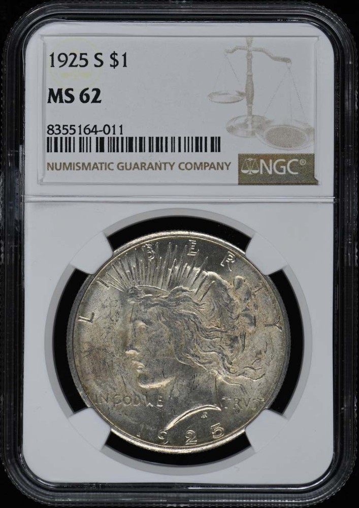 1925 S Peace Dollar S$1 NGC MS62