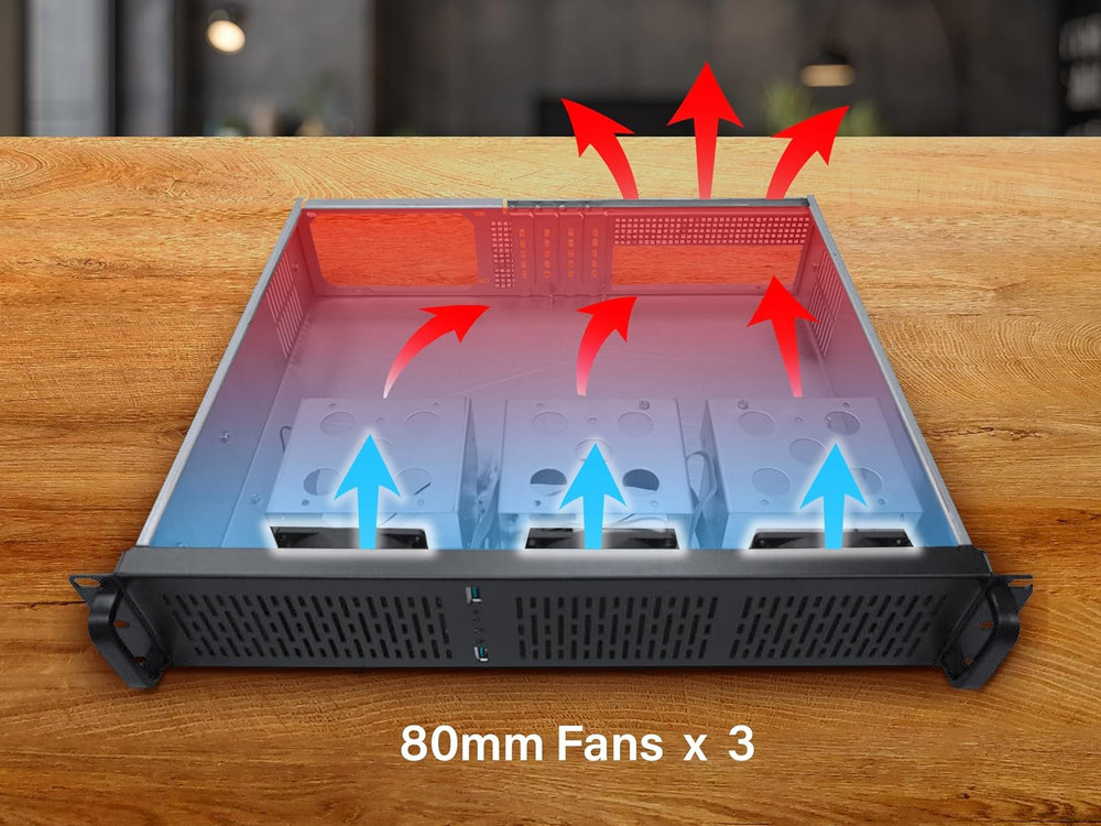 2U Server Chassis Rackmount Case | 4 3.5" HDD Bays | Micro-Atx Compatible |3 X 8