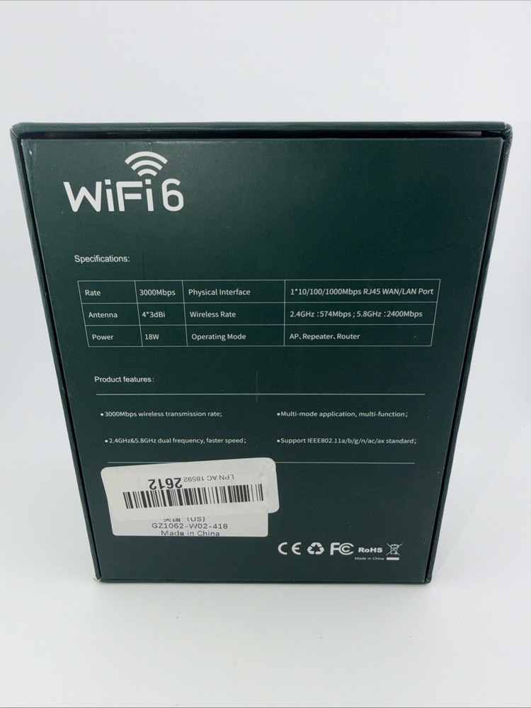 High-Speed WiFi 6 Extender Model CF-XR186