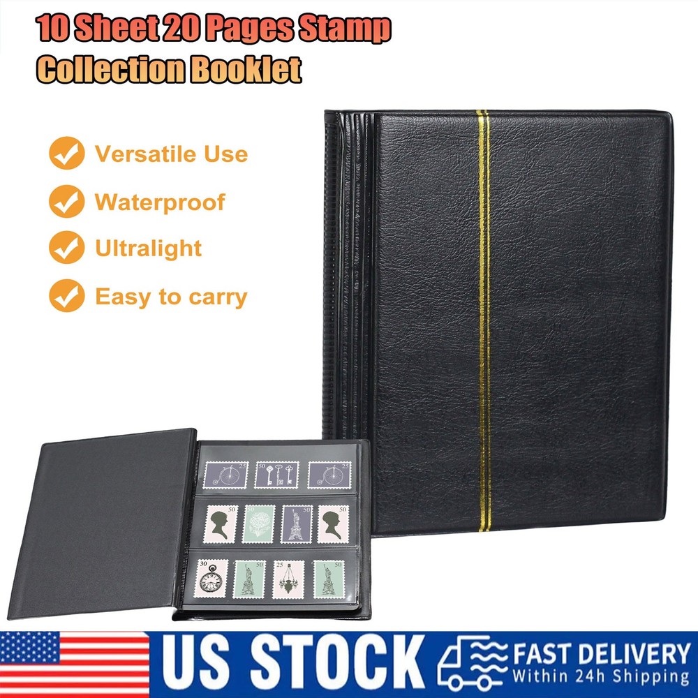 Versatile Stamp Storage Book, 10 Pages and 20 Sheets for All Collections