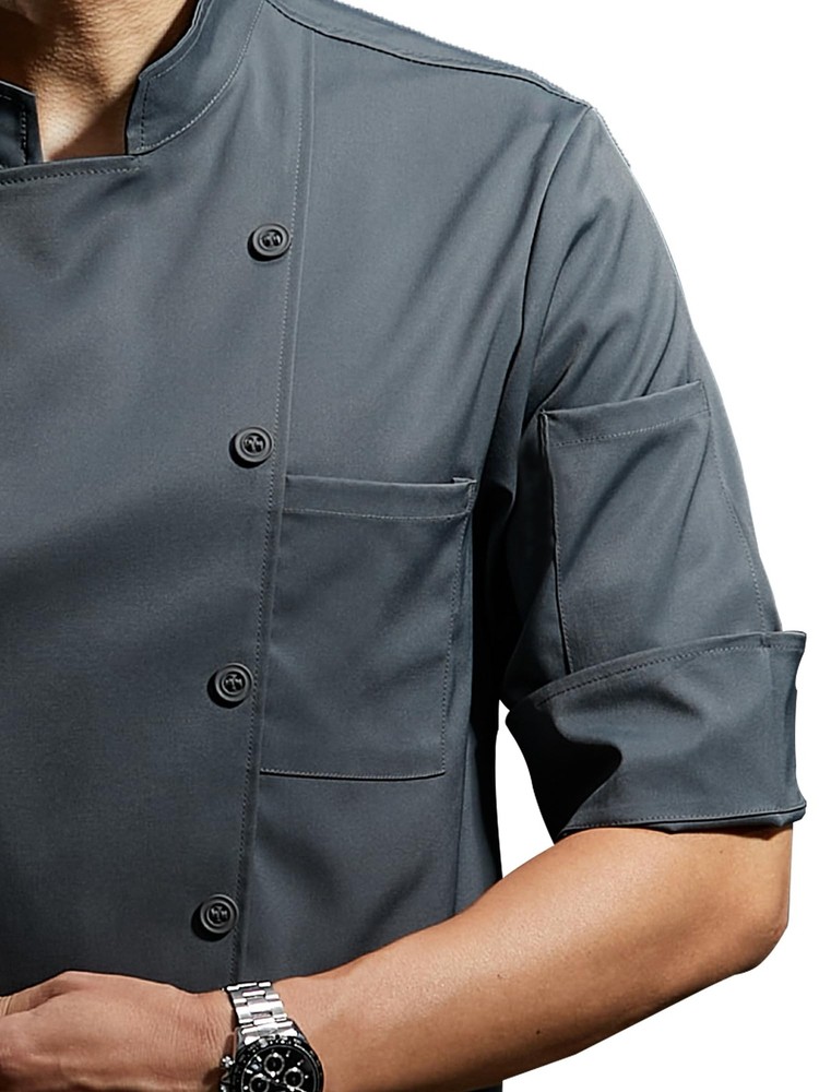 Chef Coat Stretch Lightweight Chef Jacket Soft Black, Men Half Sleeve Uniform