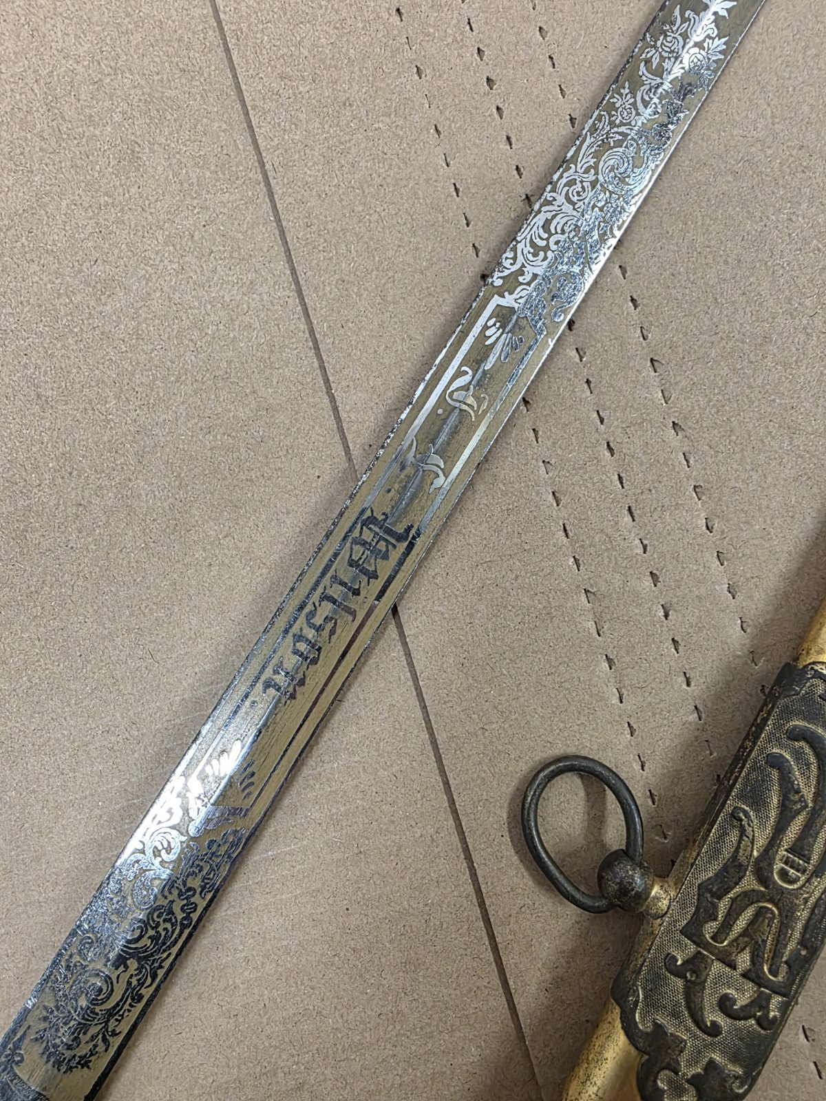 Vintage Late 1800s J.H. Wilson Knights Templar Ceremonial Sword Scrimshaw Handl