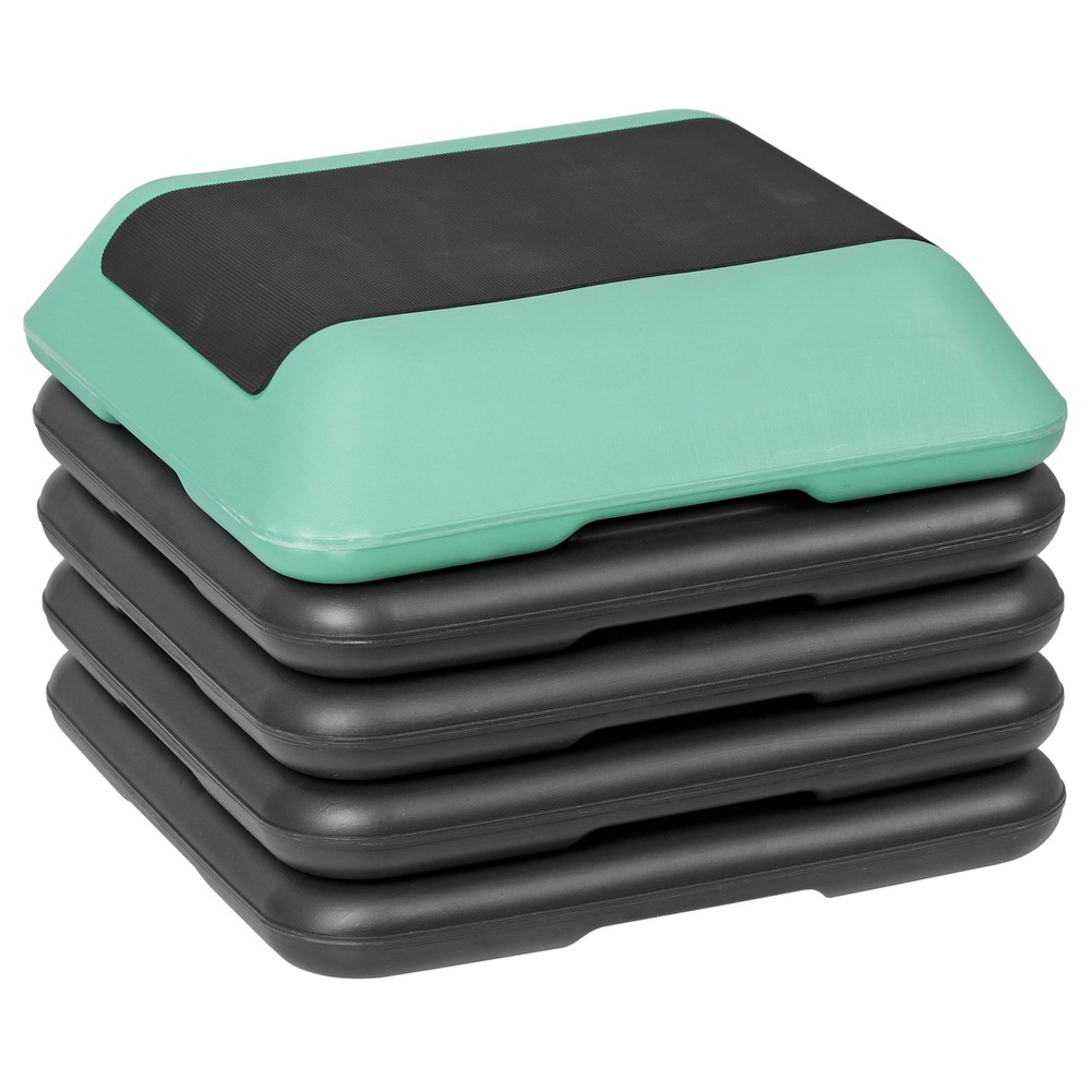 Step Aerobic Exercise Platform Nonslip with 4 Risers High-Intensity Indoor Green