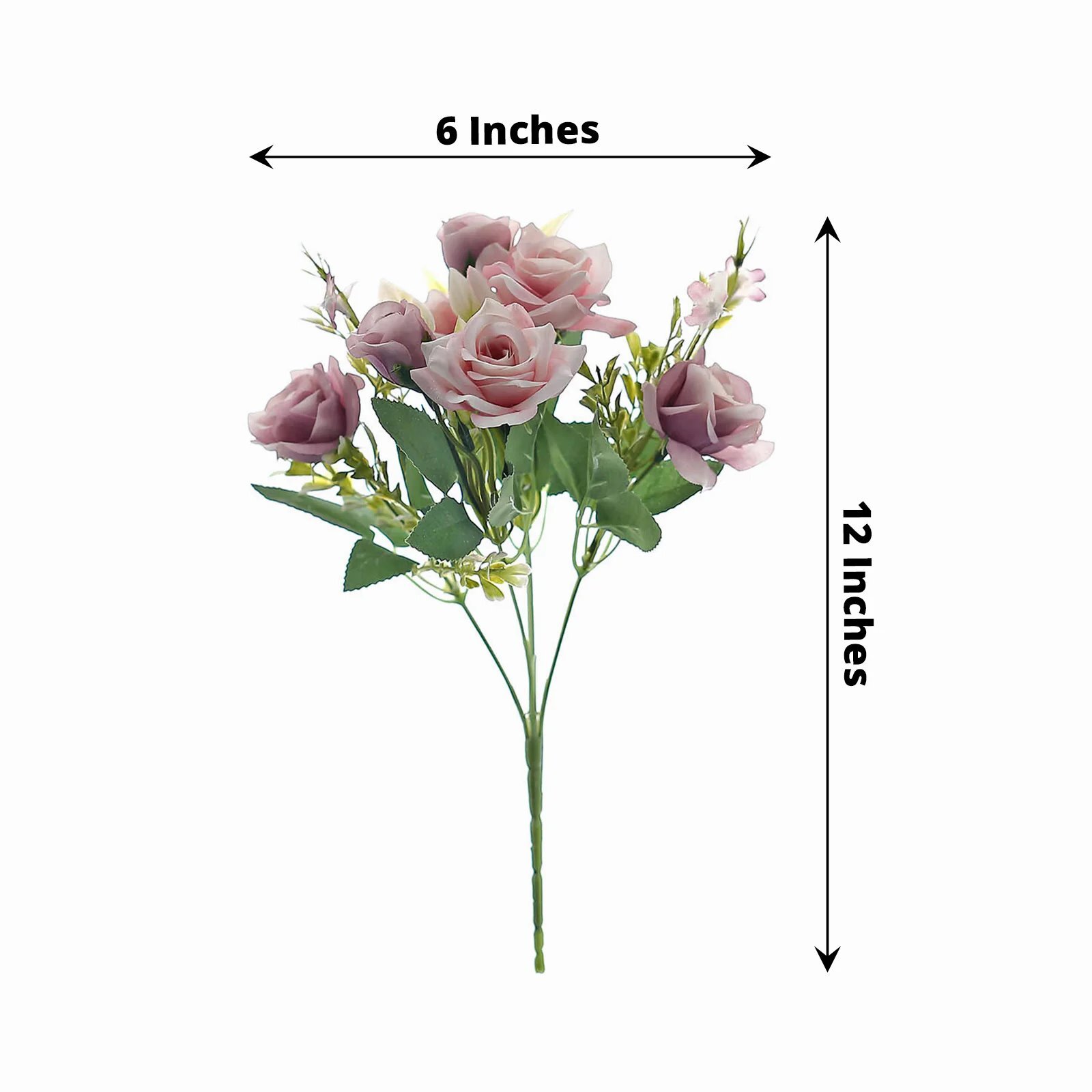DUSTY ROSE 4 Bushes 12" Silk Roses Artificial FLOWERS Bouquets Party Home