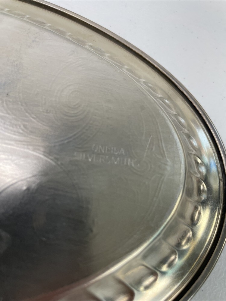 Creamer & Sugar Bowl w/ Tray Silver on Copper Silverplate Braid Rope Set 3 VTG