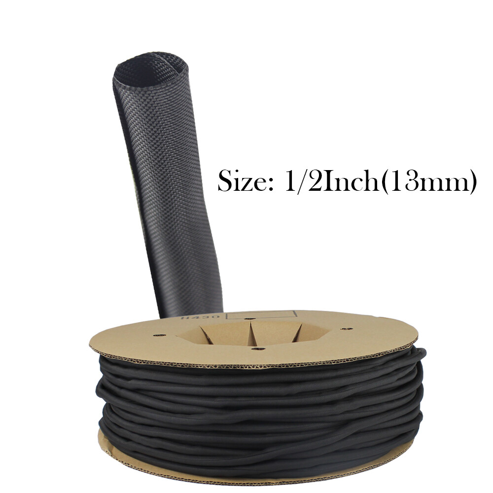 Black Self Wrapping Braided Split Wire Loom Cable Sleeve Harness Management Lot