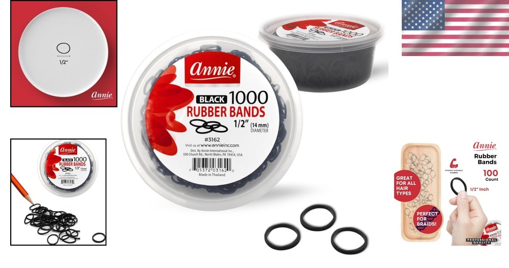2-Inch Black Rubber Bands, Strong & Stretchy - 4 Count for Versatile Use