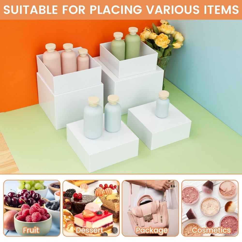 6PCS Buffet Risers, Food Risers for Buffet Table, Acrylic White Buffet Risers...