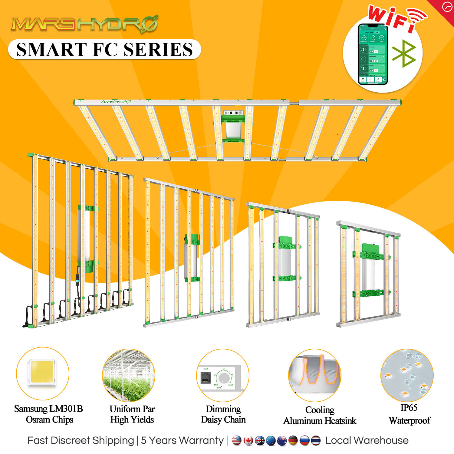 Mars Hydro Smart FC 1000W 3000 4800 8000 LED Grow Light SamsungLM301B Commercial
