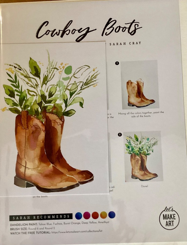 Let’s Make Art - WaterColor - Cowboy Boots-Tutorial By Sarah Cray NIP