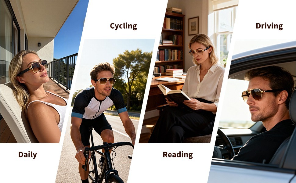 AI Smart Glasses for Men&Women Bluetooth Open-Ear Speakers for Music Call Work