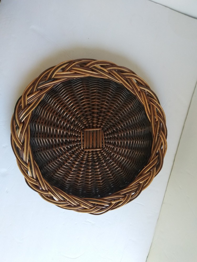Woven Wicker Wall or Table Flat Basket - Centerpiece 14" Diameter, 2" Deep