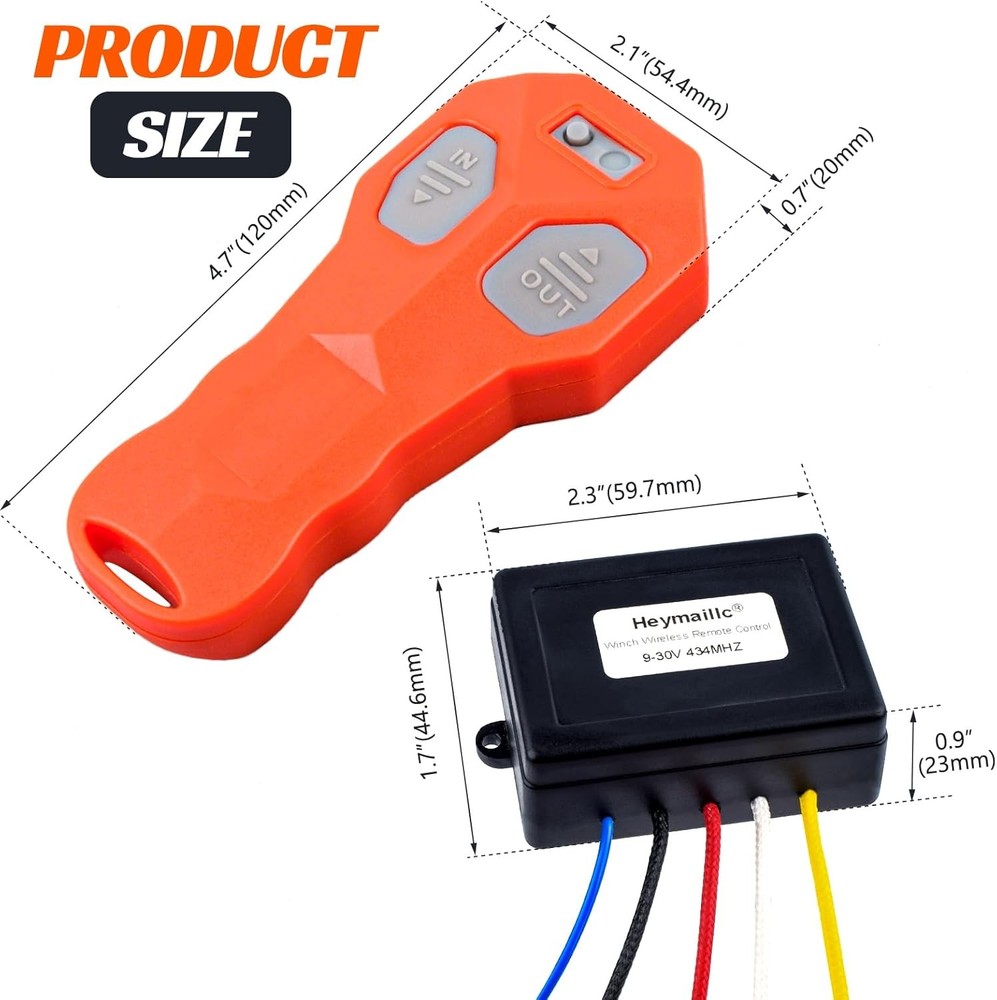 12V Wireless Winch Remote Control 2 Pack - 100FT Universal 5 Wire Controller Win