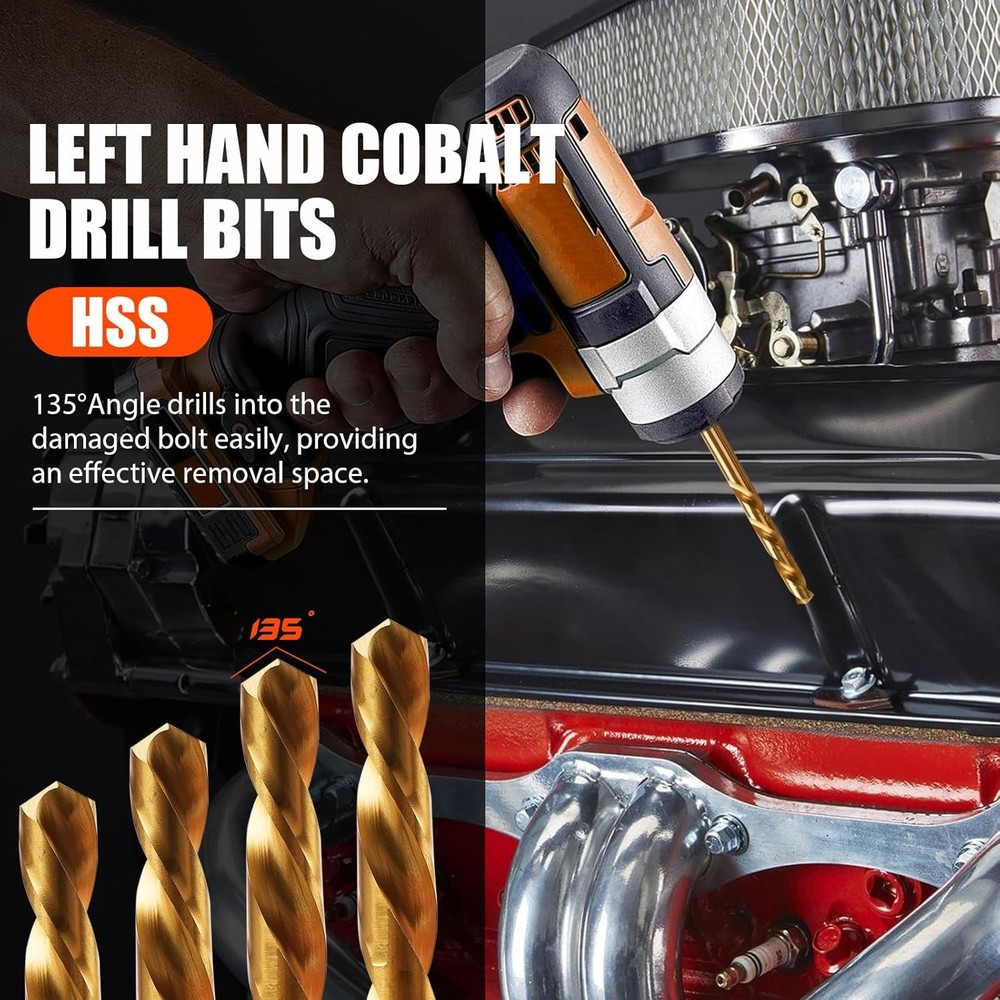 14pc Screw Extractor Set Left Hand Drill Bits Easy Out Bolt Remover Kit