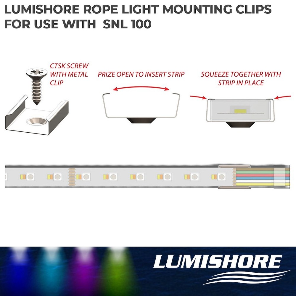 Eclipse Neon Flex LightBracket | Stainless Steel| For SL100 Rope Light