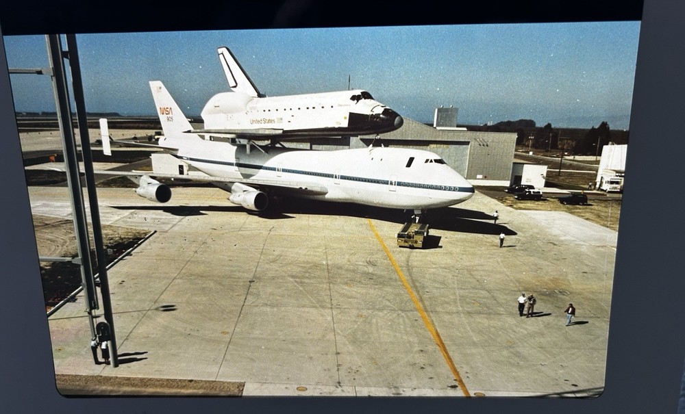 1983 NASA KSC Space Shuttle Discovery Aboard 747 Presentation Transparency