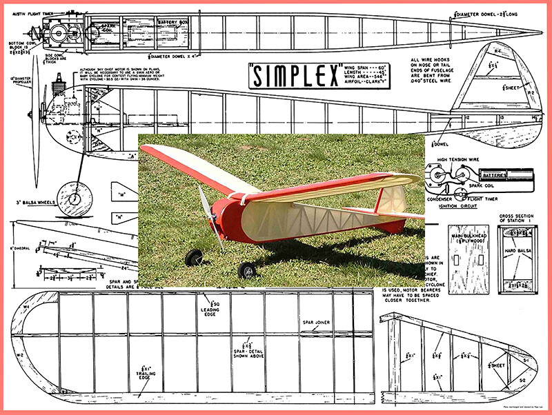 Model Airplane Plans (FF): Vintage SIMPLEX 60" (Paul Plecan)