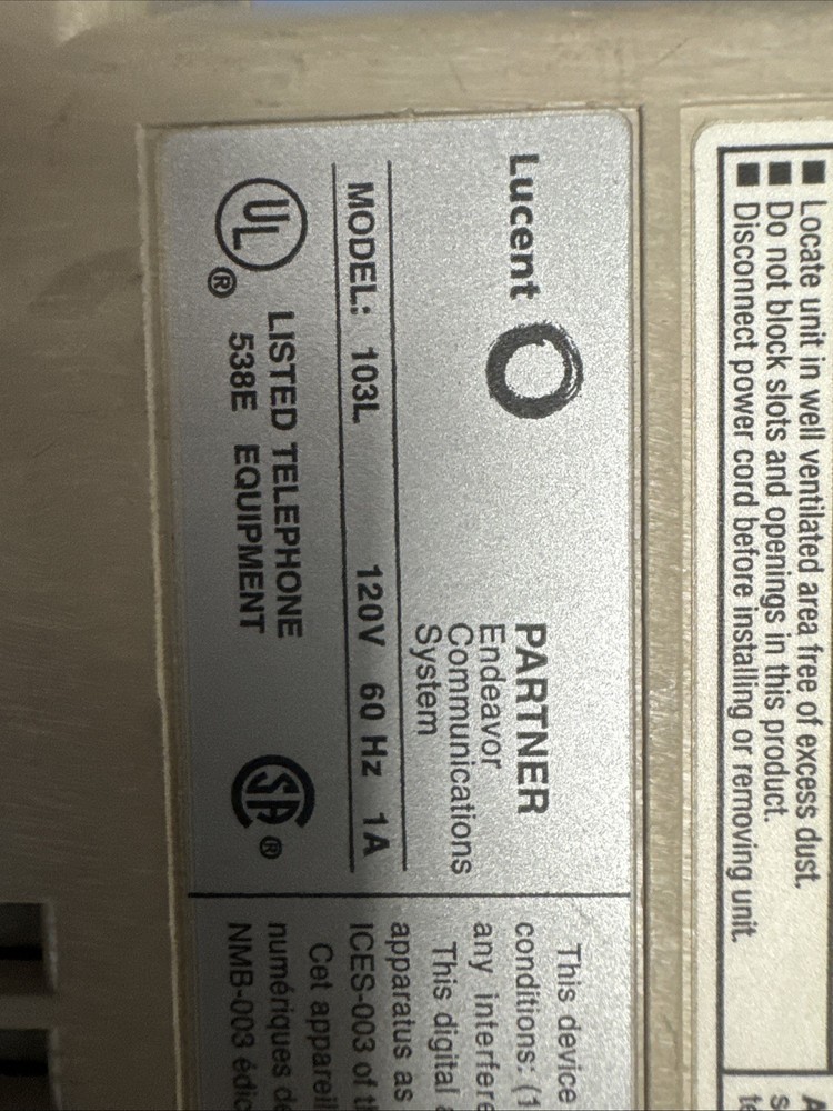 Lucent Partner Endeavor phone module 103L Read