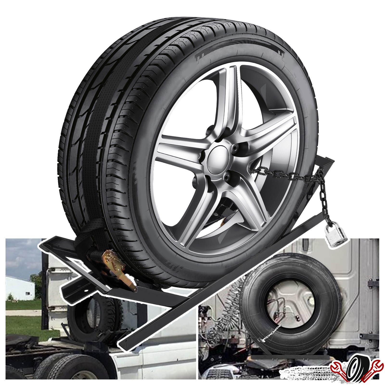 Upgate  Semi Truck Tire Rack Spare Tire Carrier Tire Mount Tire Holder