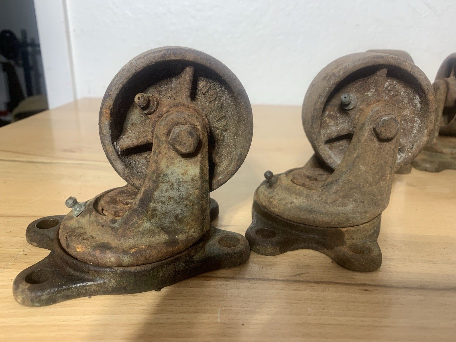 Antique Payson Cast Iron Swivel Casters Industrial Wheels with Grease Fittings