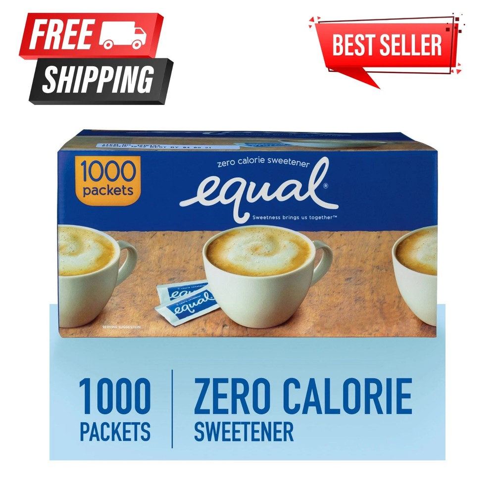 Equal Zero Calorie Sweetener Packets, 1,000 count. Dissolves Quickly FRESH