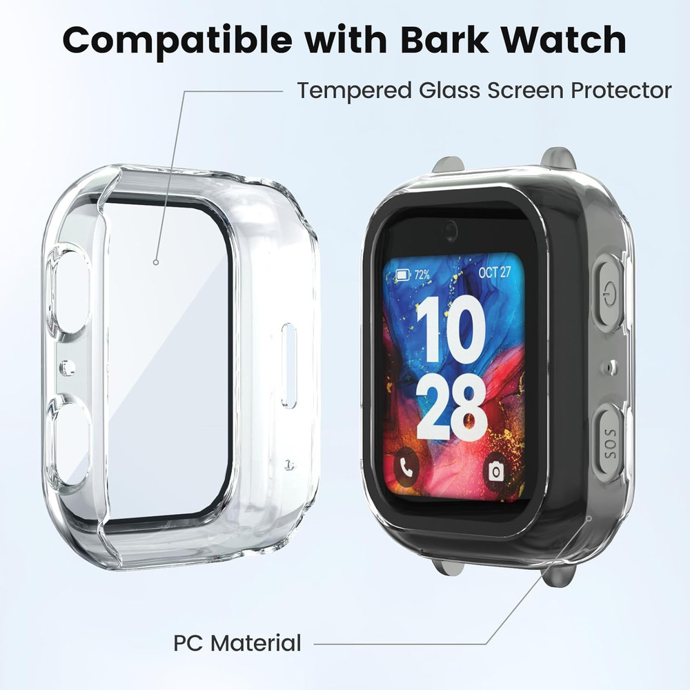 Compatible with Bark Watch Screen Protector, 2 Pack Bumper Case with Scratch-Res