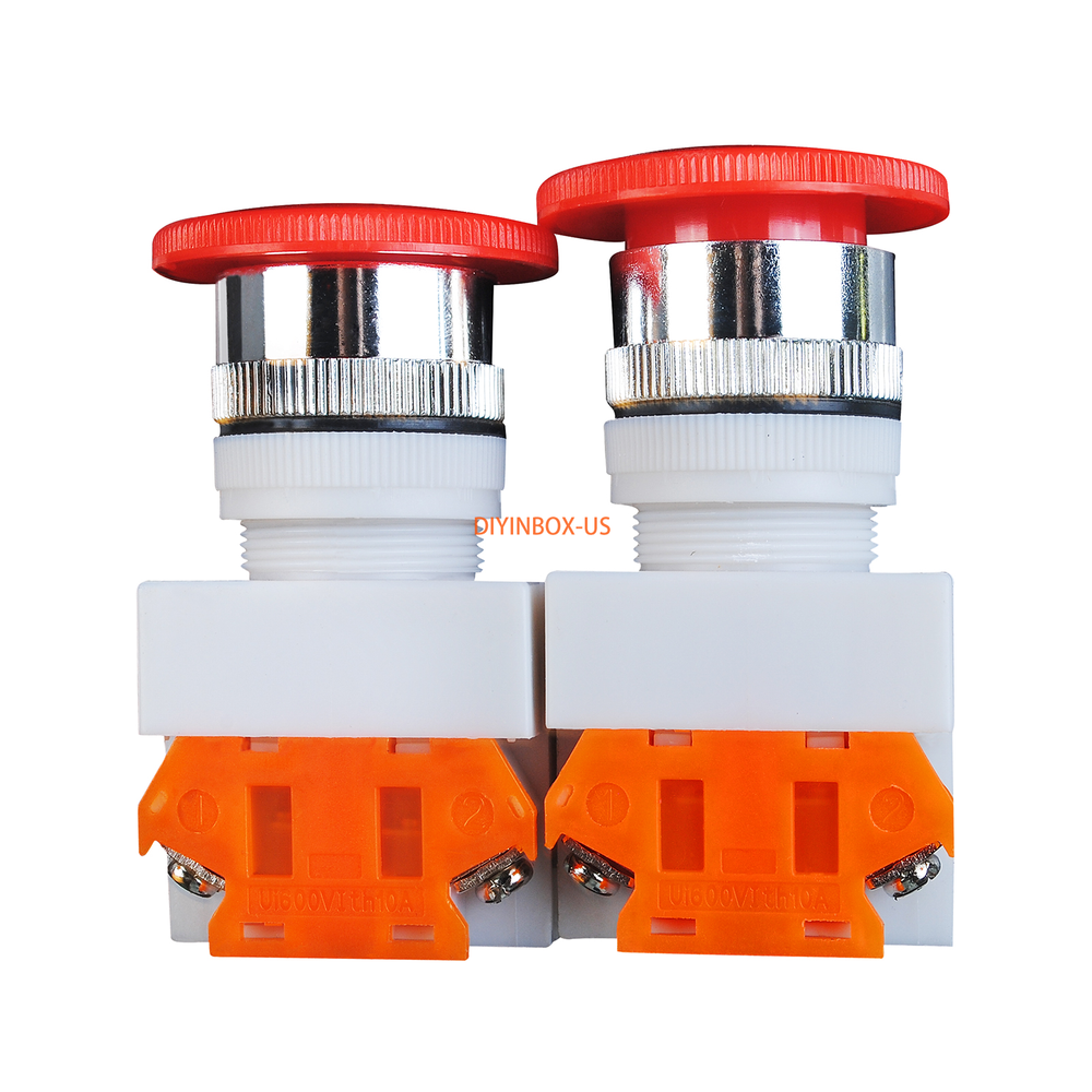 2X Emergency Stop Switch Push Button Mushroom Emergency Shut Off Switch Button