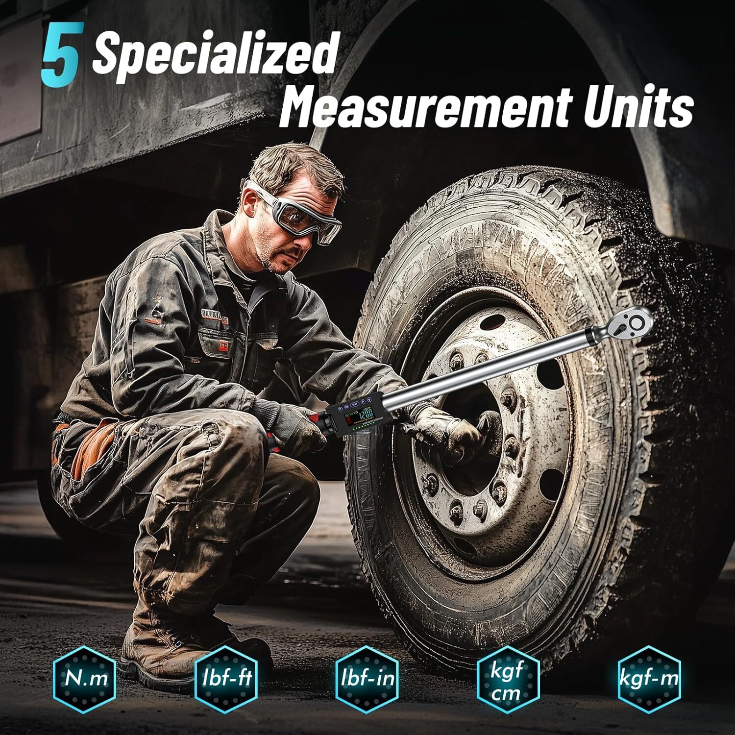 Seesii 1/2" Drive Digital Torque Wrench 12.5-250.8ft-lbs/17-340N.m Reversible