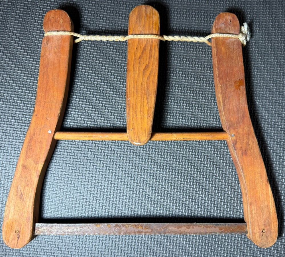 Vintage Hand Made Primitive Mahogany Bow Saw