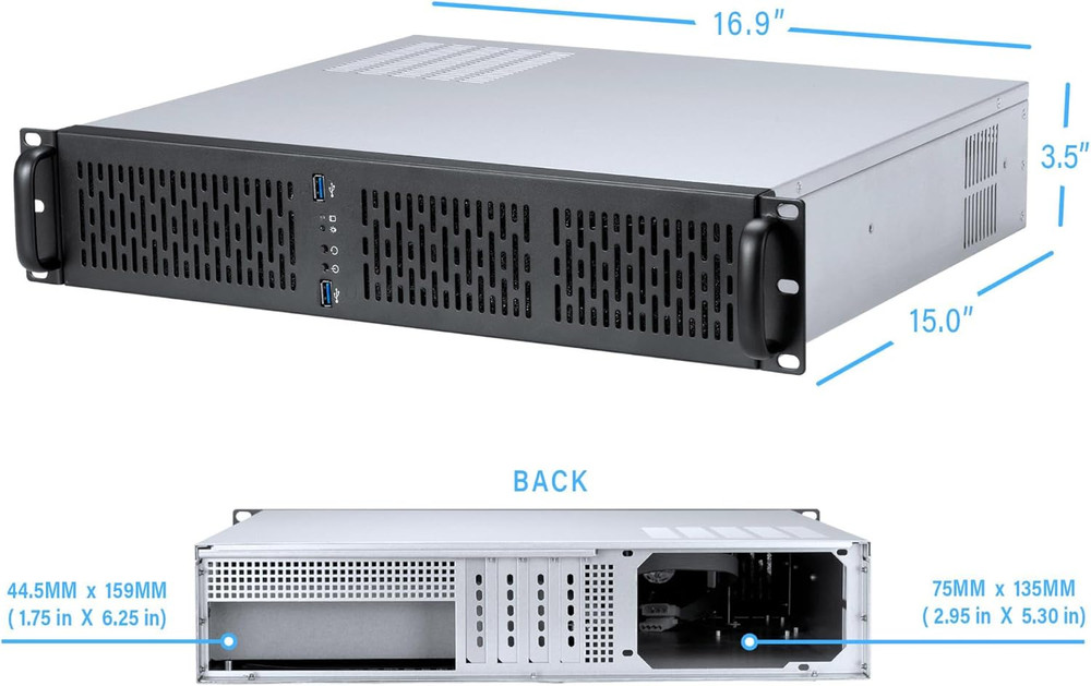 2U Server Chassis Rackmount Case | 4 3.5" HDD Bays | Micro-Atx Compatible |3 X 8