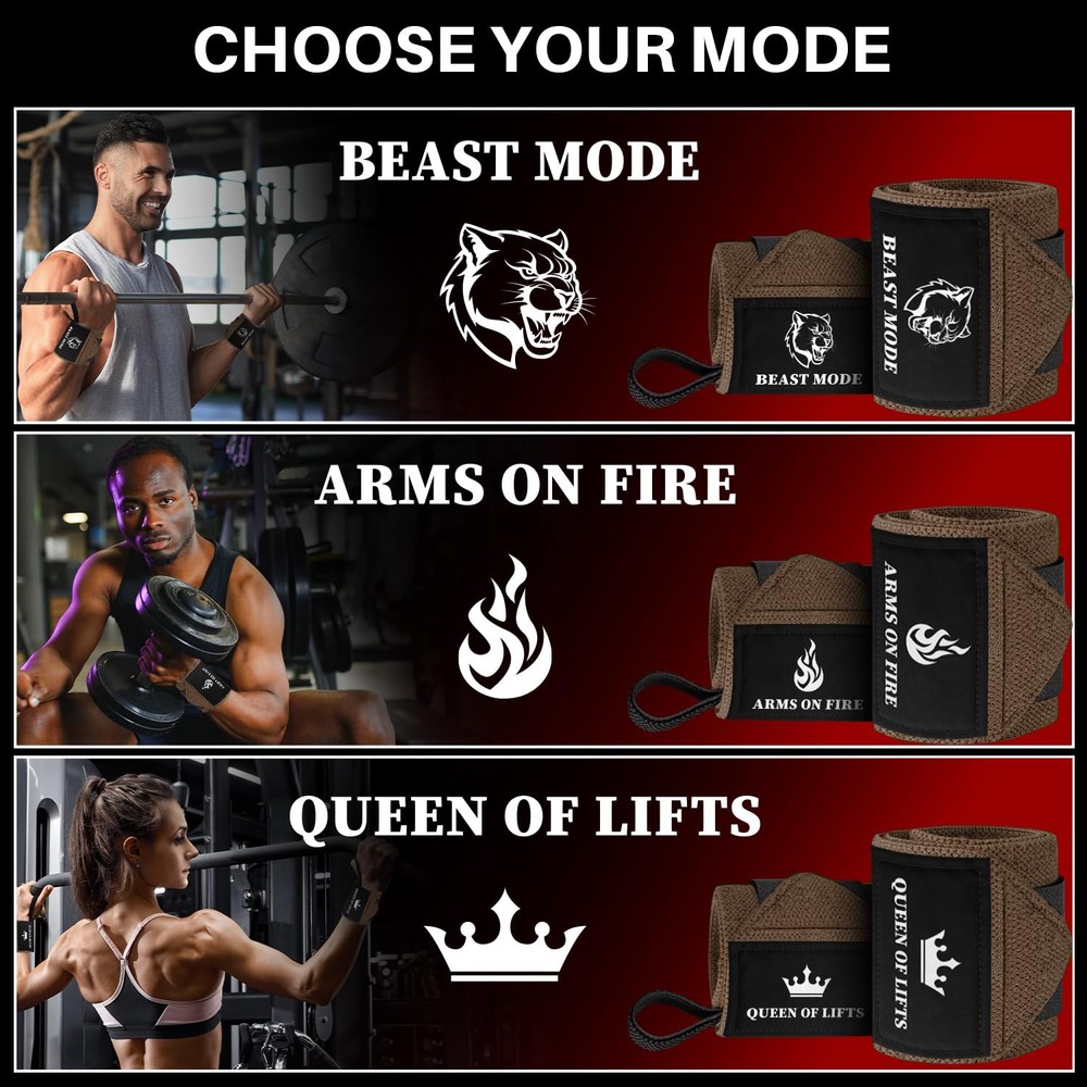 HeavyDuty Weightlifting Wrist Wraps with Thumb Loop for Powerlifting & Training