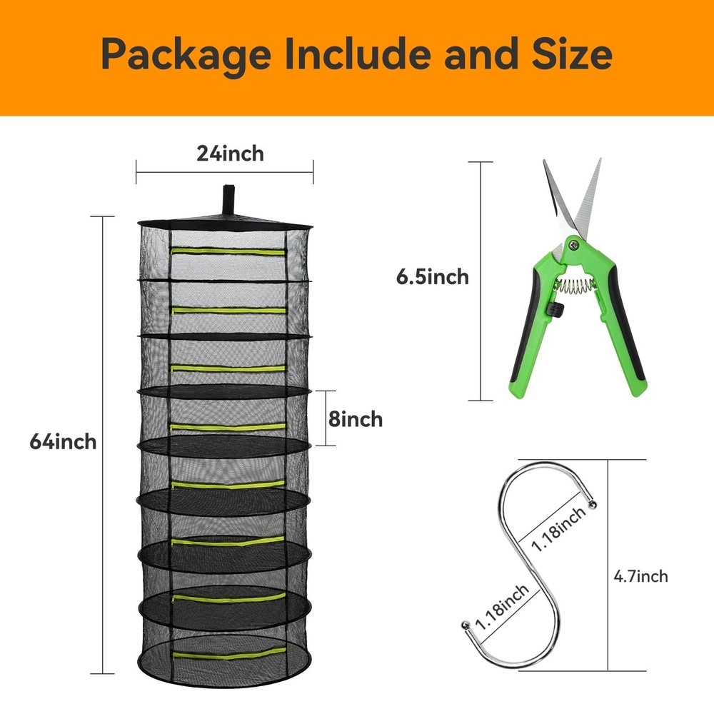 Herb Drying Rack - Mesh Drying Rack - Herb Drying Rack Hanging with Green Zip...