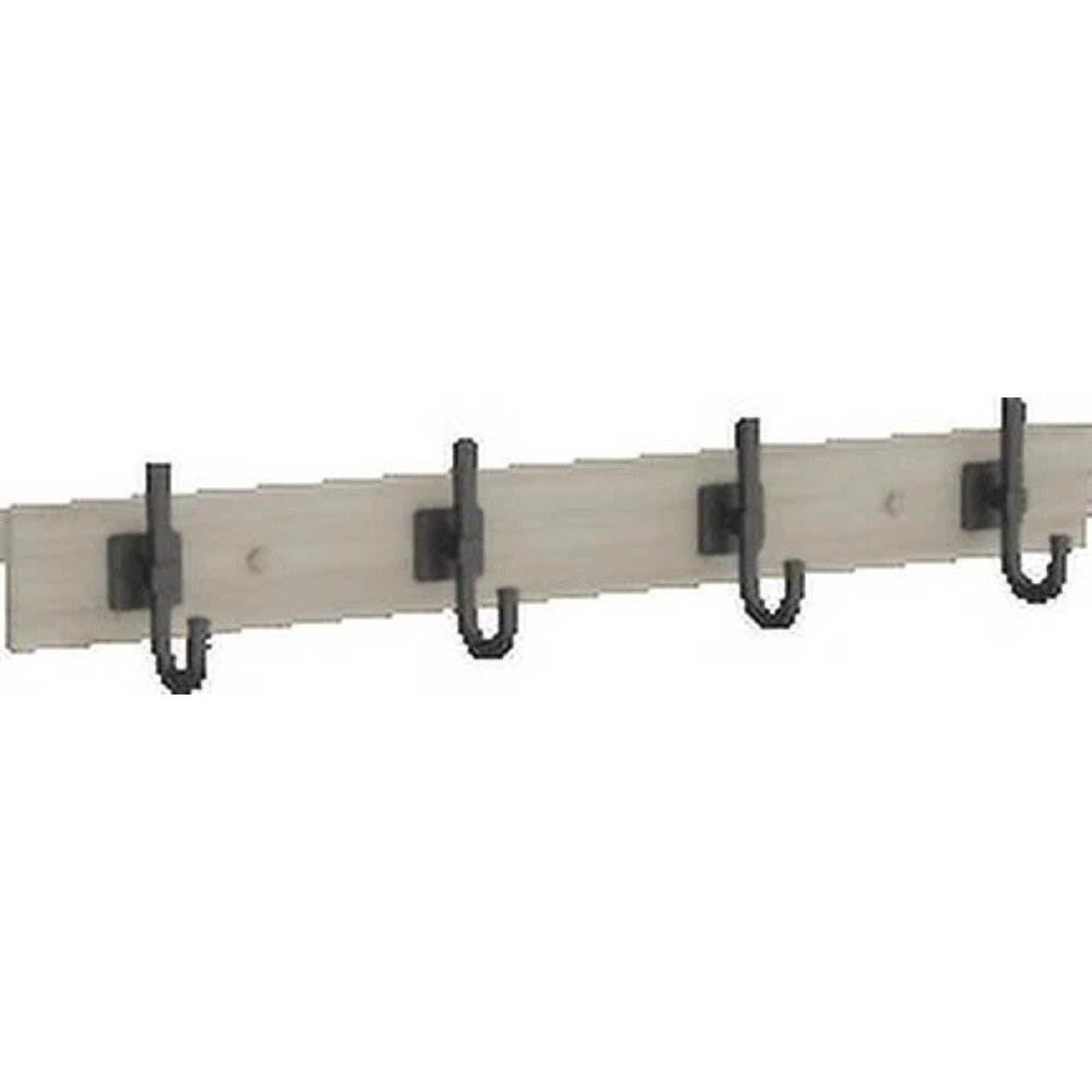 Miller 27" Wall Mounted Hook Rack, 4 Hooks, Rustic Gray & Matte Black