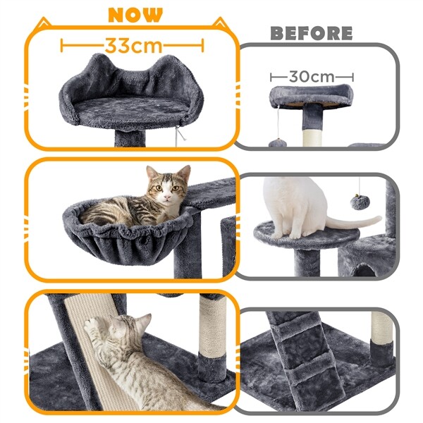 57in Cat Tree Condo Multi-Level Cat Tower Scratching Posts, Dark Gray