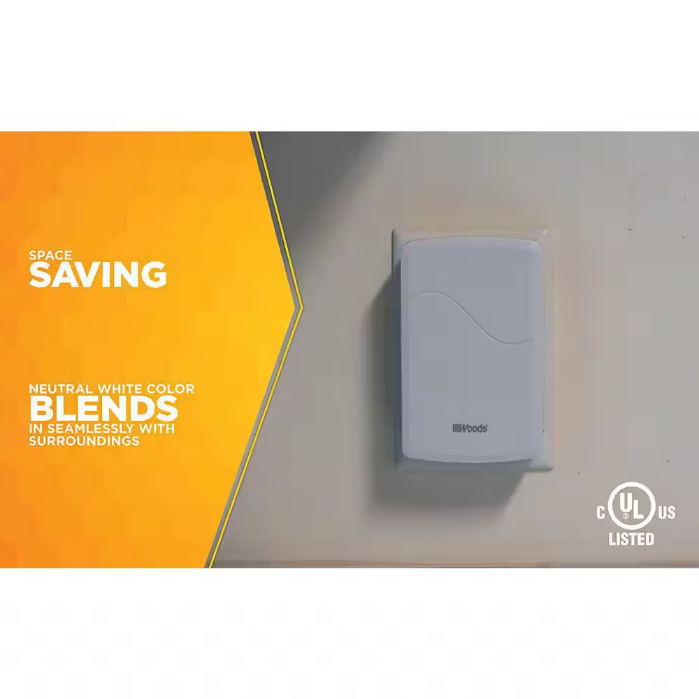 Side Entry Polarized 6-Outlet Wall Tap - White