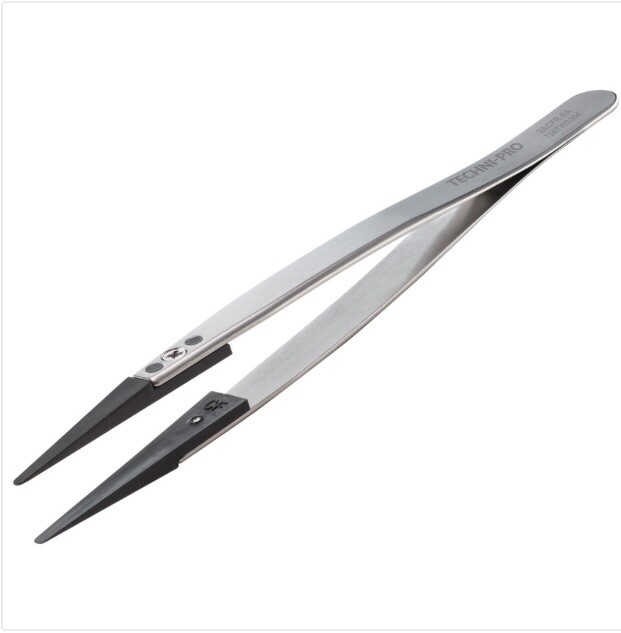 Techni-Tool Techni-Pro Carbon Fiber Plastic Tip Stainless Tweezers 2ACF
