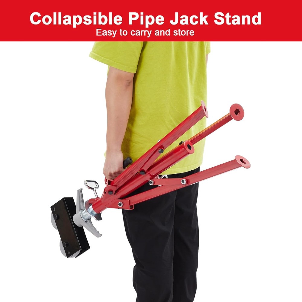 2500 lbs Roller Head Pipe Stand Foldable Jack Stand 28"-52" Height 12 in Load US