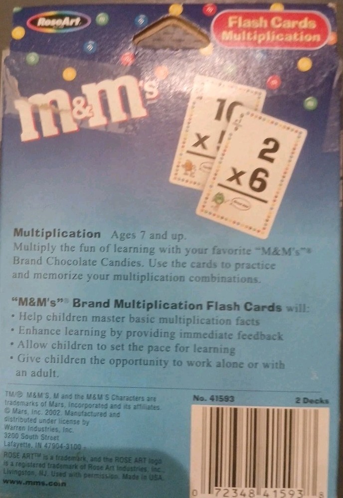 M&Ms Flash Cards Multiplication