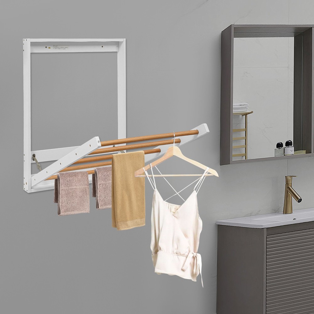 Wall Mounted Clothes Drying Rack Laundry Drying Rack Collapsible Load 5kg White