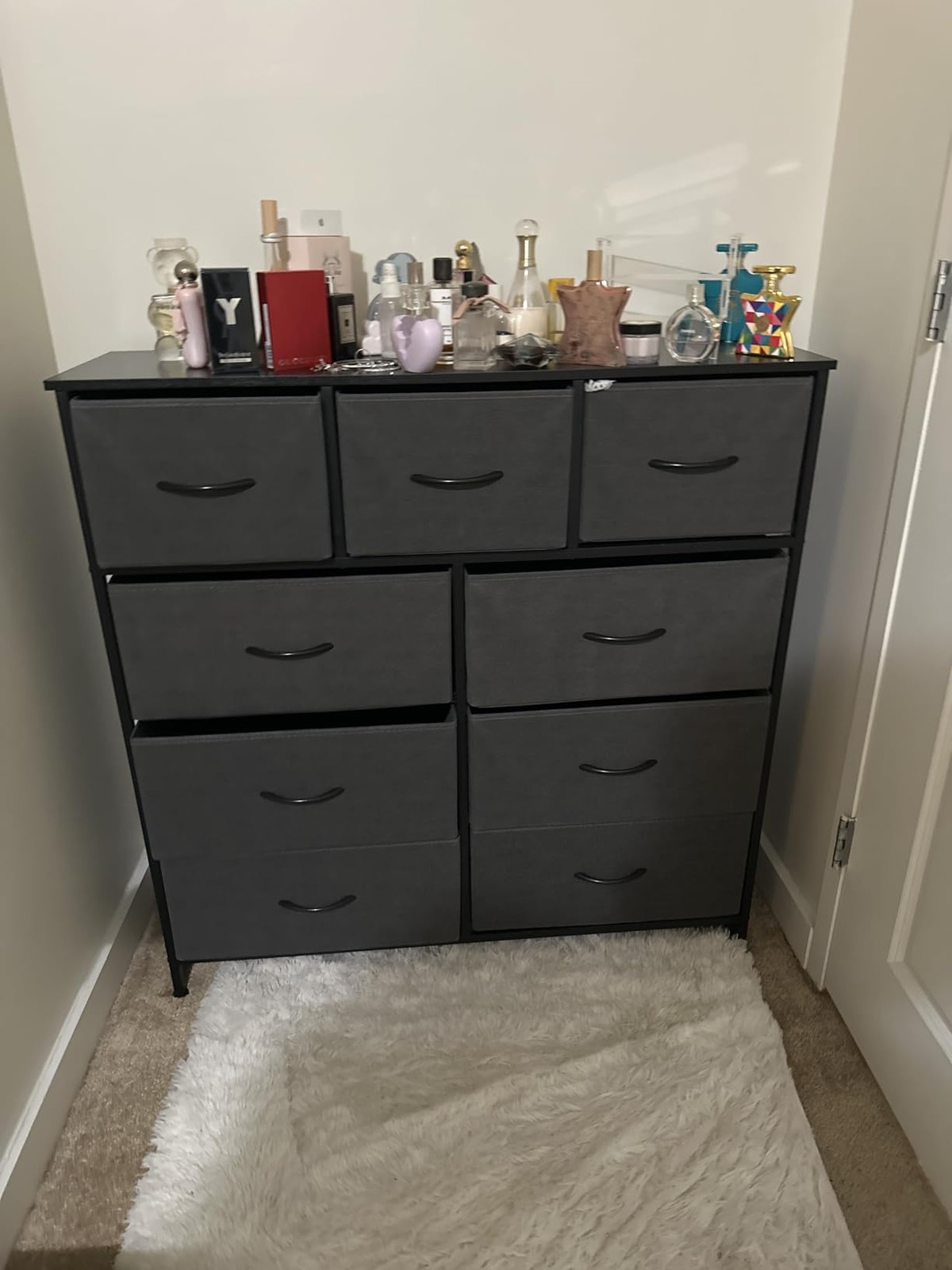 NEW 8 Drawer Organizer Dresser Storage Chest Bedroom Closet Wood Top Gray Fabric