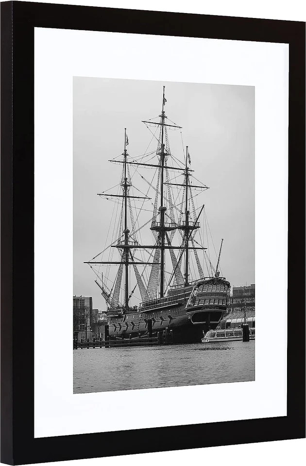 11X17 Picture Frame Black Display Pictures 8 X 12 with, Mat or 11 X 17 without m