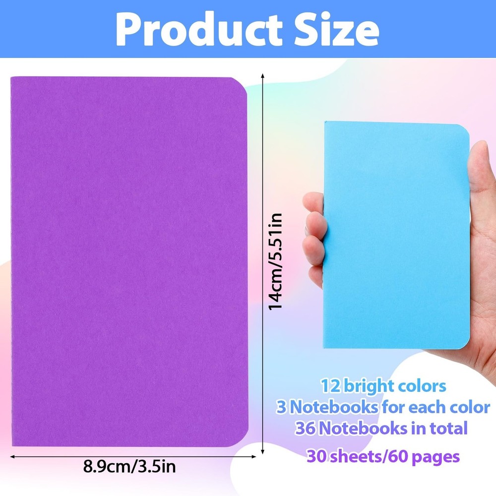 36 Pack Small Lined Notebooks Bulk,Mini Pocket Notebooks,Mini Journal Memo No...