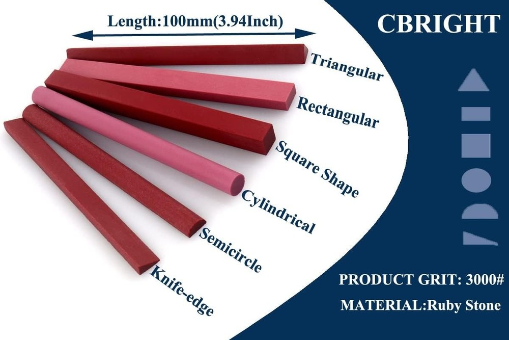 Sharpening Stone Set, 6pcs 3000# Ruby Whetstone Kit Small Fine Polishing Shar...