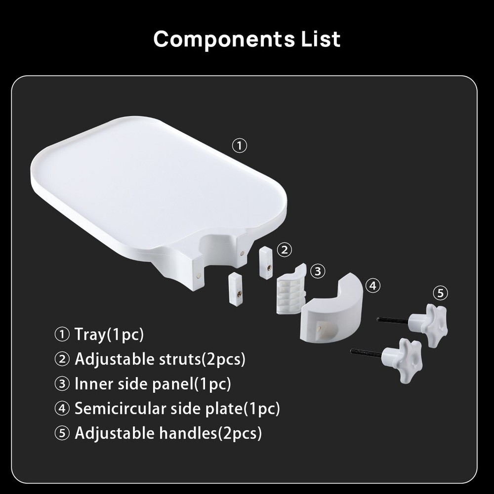 Universal Plastic Post Mounted Shelf Square Tray Adjustable for Dental Chair