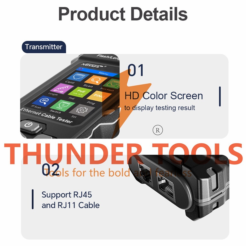 Thunder Tools NOYAFA NF-8506 LCD Digital Network Cable Tester Rechargeable