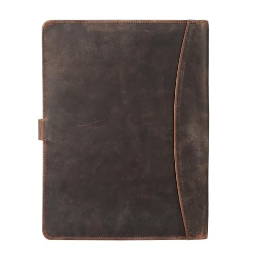 Leather Portfolio Folder with Button Closure | Business Distressed Tan